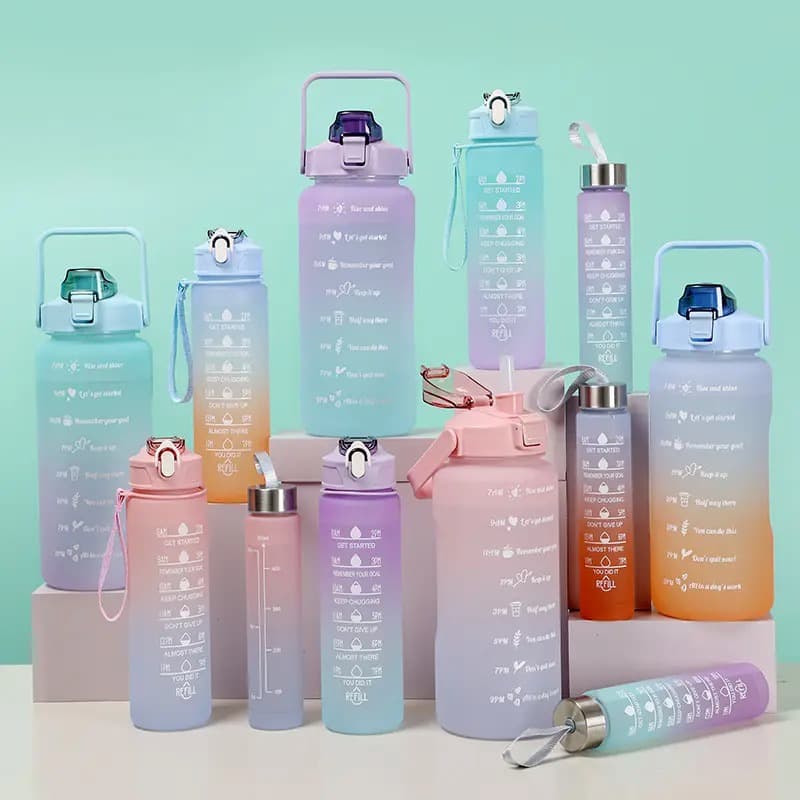 Garrafa De Água Academia Squeeze Portátil Adesivos Com 2L Ou 900ml Ou  500ml
