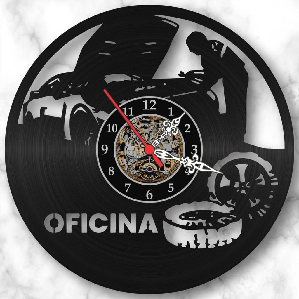 Relógio Parede Oficina Carro Mecanica Moto Vinil Lp Arte