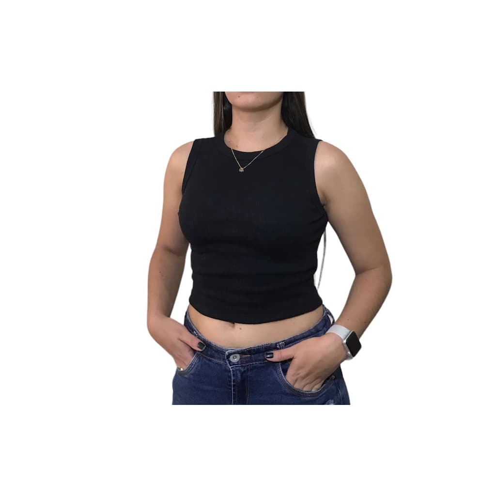 Cropped Feminino Canelado Regatinha Básica Verão