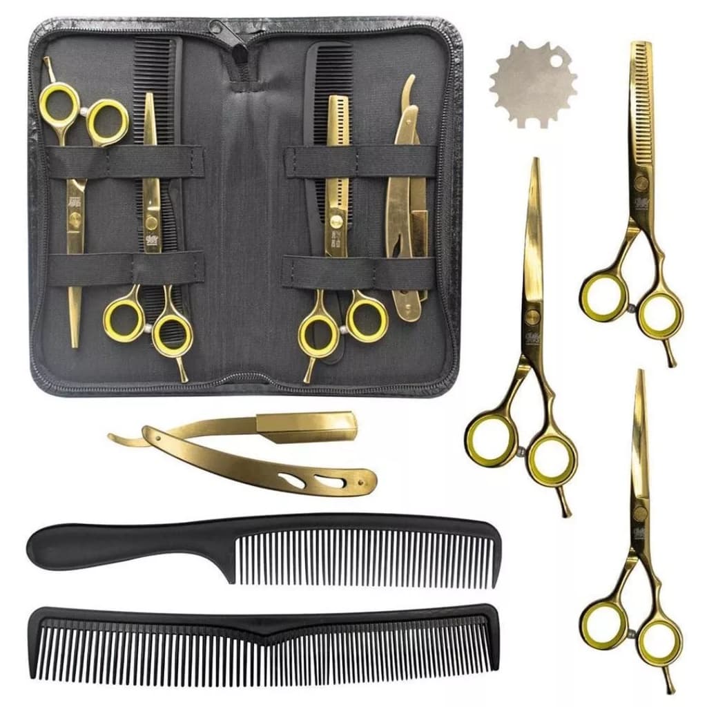 Kit Tesoura Completo Profissional 6.0 +Navalha +Pentes +Estojo