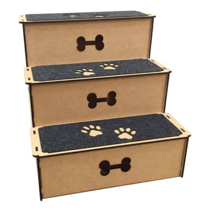 Escada Pet Cachorros Em Mdf 6mm Com Carpete Antiderrapante