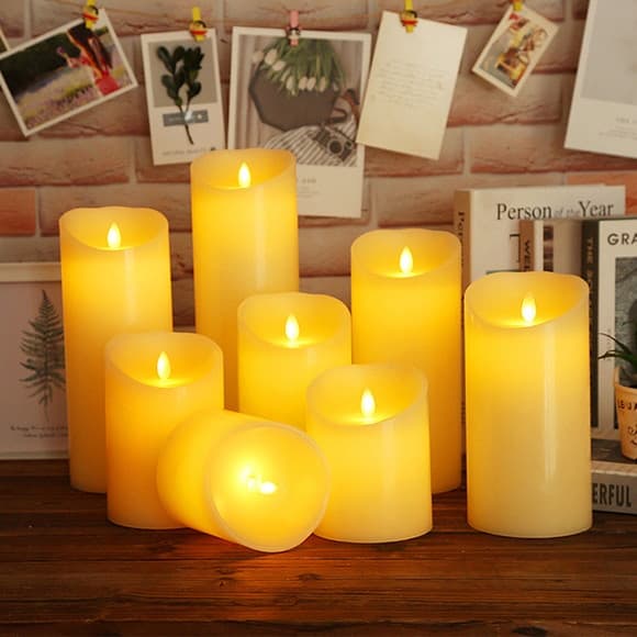 1x Luminária Vela De Led Cilíndrica Chama Realista Decorativa