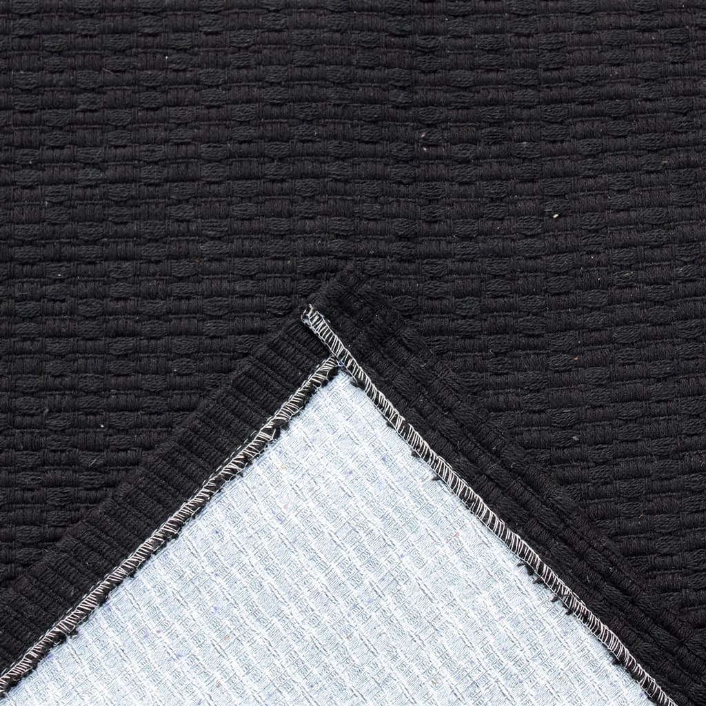 Tapete Quarto Beira Cama 70 x 100 Antiderrapante Algodão Pilão Preto