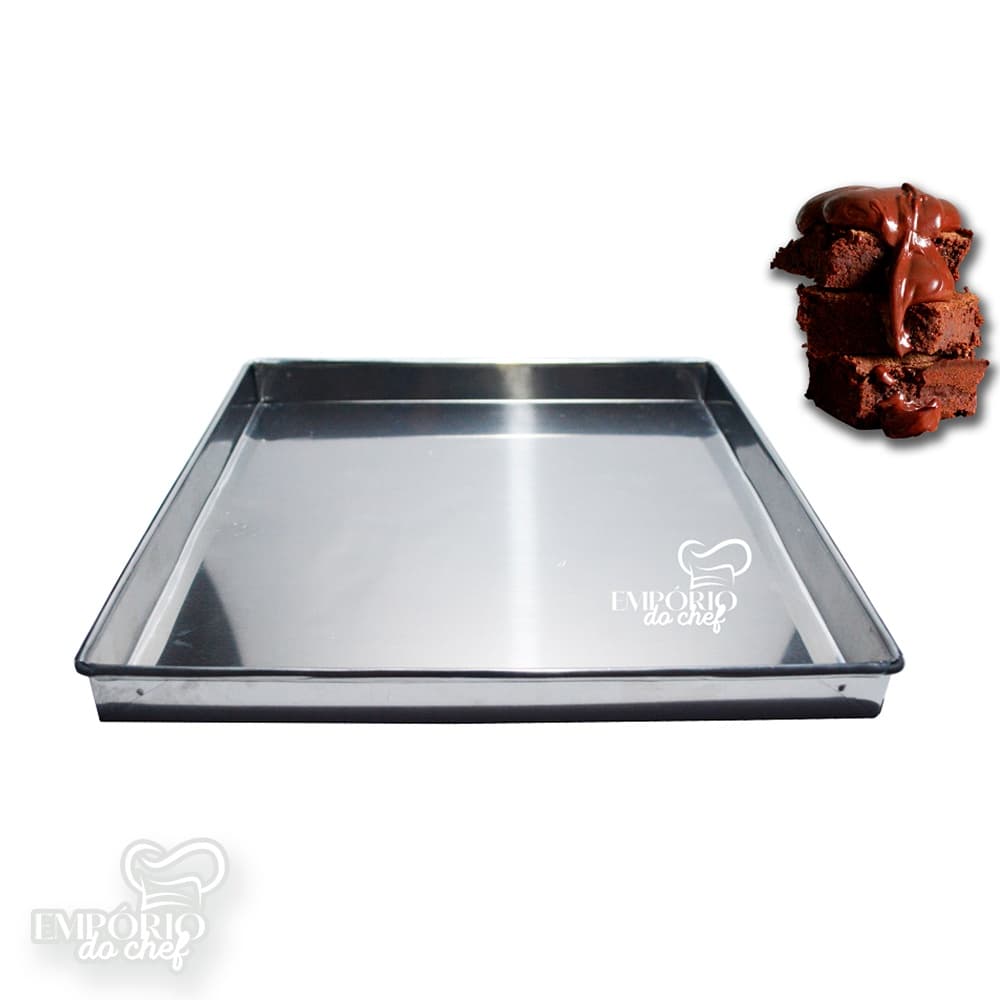 Assadeira  Quadrada Para Brownie Com Borda / Bolo / Torta / Várias Medidas - 3cm altura