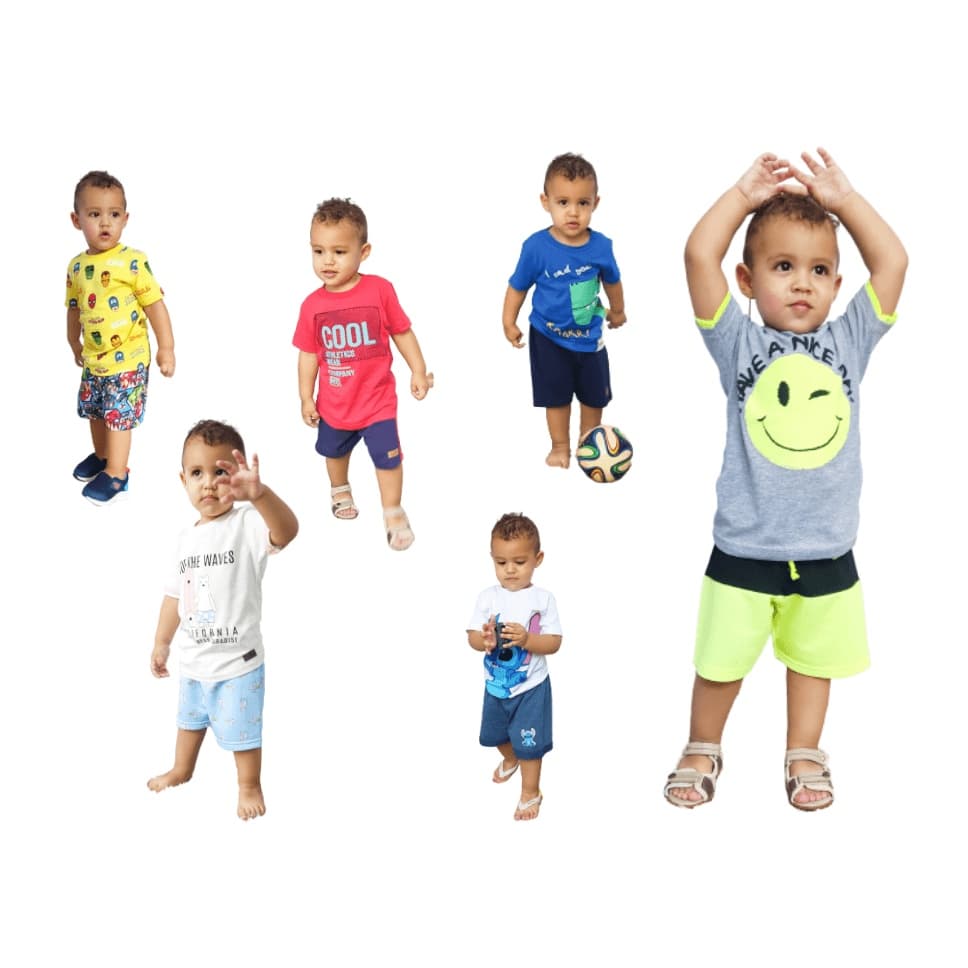 Combo 4 Peças - Conjunto Infantil Masculino Estampado = 2 Conjuntos
