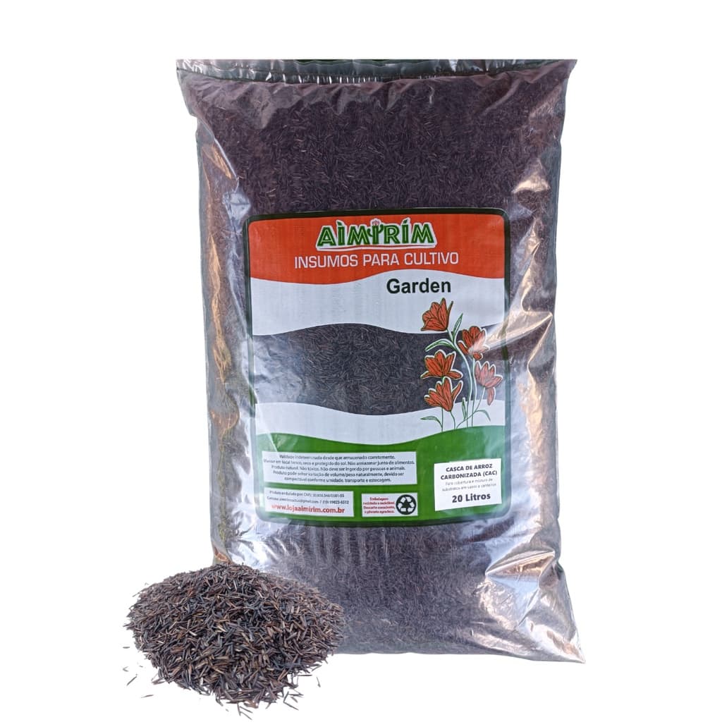 Casca De Arroz Carbonizada Orquídeas Suculentas Cactos 20 L