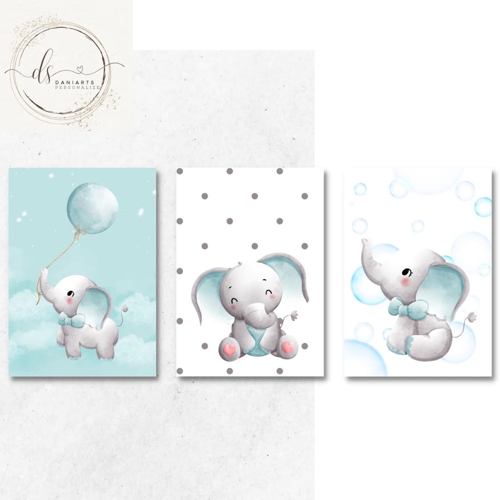 KIt quadros decorativos infantil elefante20x28 mdf