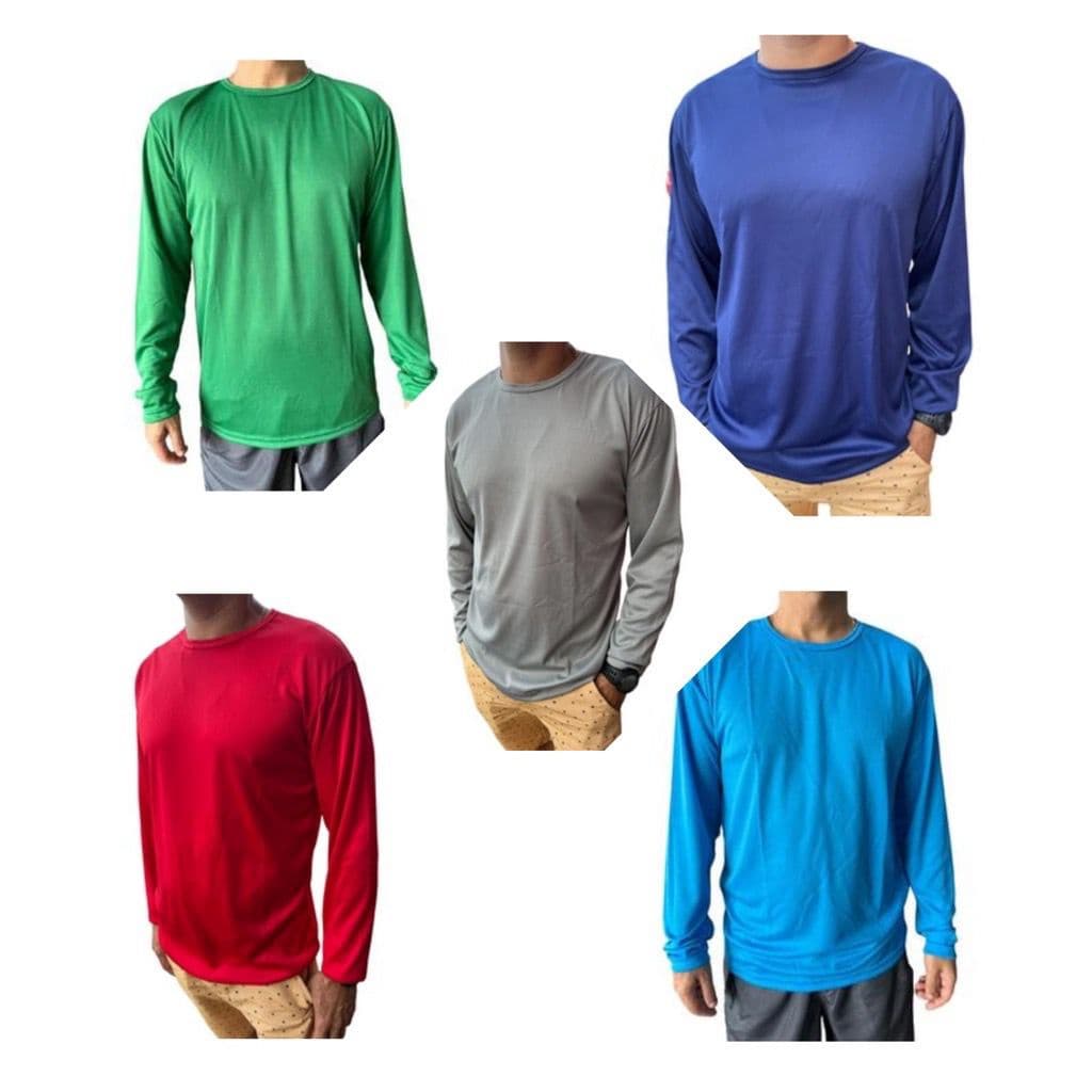 Kit 10 Camisas Manga Longa Masculina Poliester Academia/Corrida/Exercícios