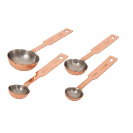 Kit 4 Colheres Medidoras Inox Rose Gold Medidas Cozinha Chef Culinária Profissional
