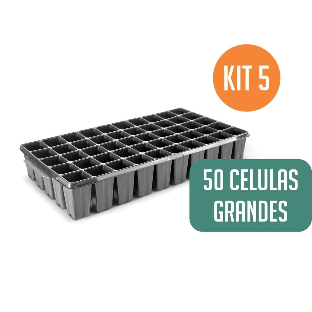 kit 5 Bandeja Sementeira para mudas 50 Células grandes Nutriplan para Frutiferas Hortaliças Plantas