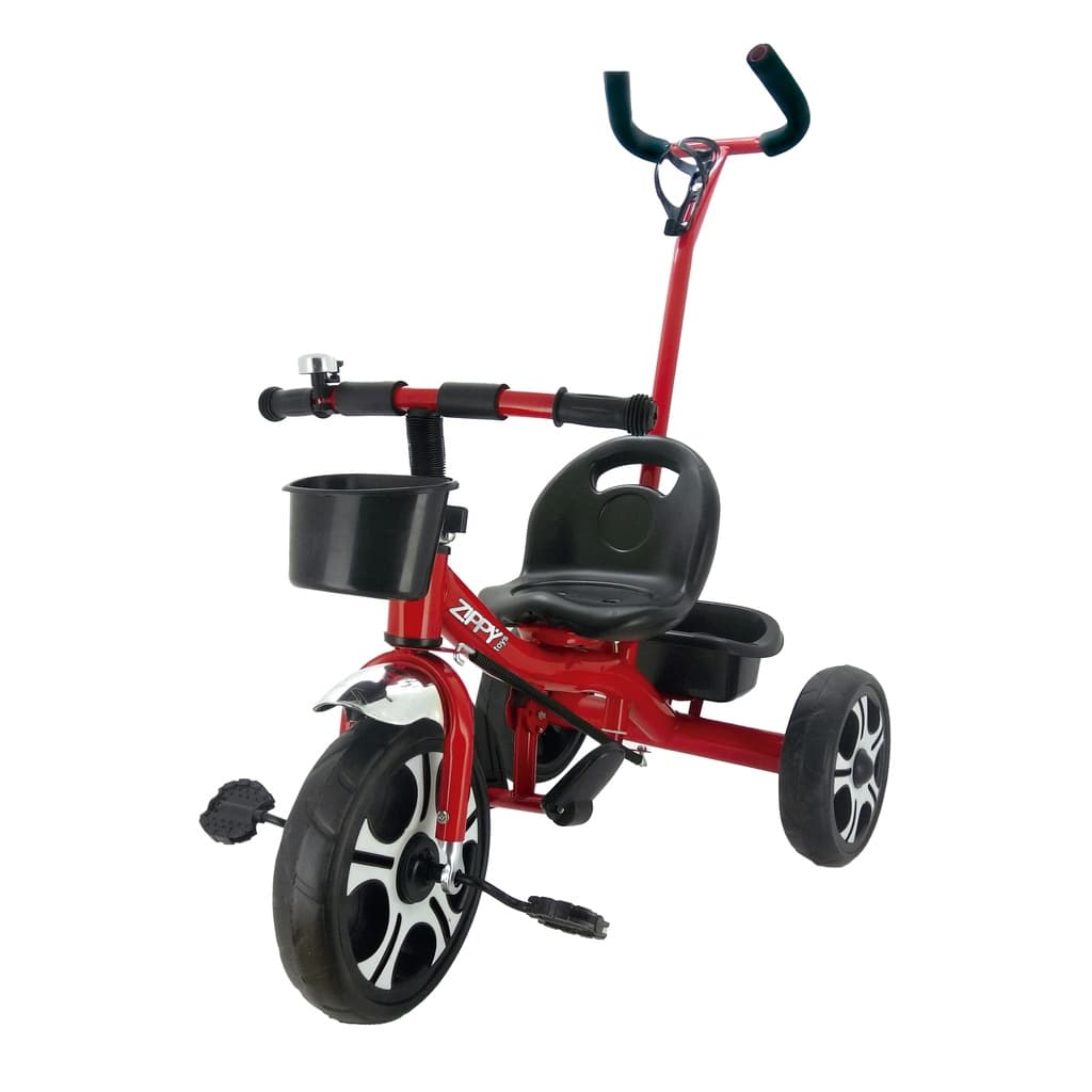 Triciclo Infantil 2 Cestas Com Empurrador E Apoio Para Pés