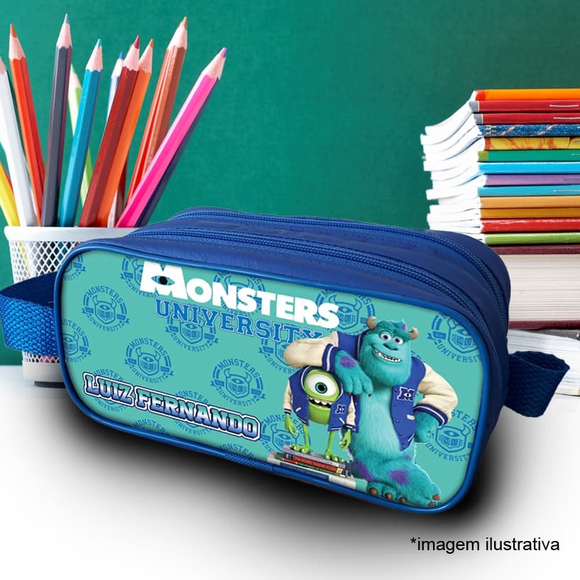 Estojo Duplo Monsters University Monstros S.A. personalizado com nome