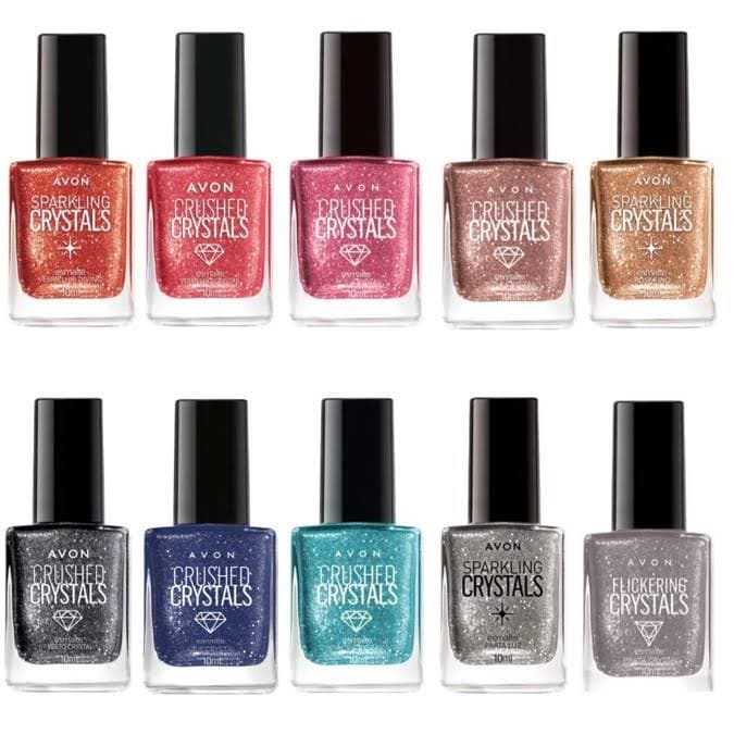 AVON CRUSHED CRYSTALS ESMALTE crystals esmalte azul glow esmalte esmer crystal flamingo vibe rosa crystal roxo eletric