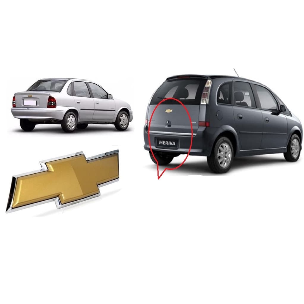 Emblema chevrolet Gm Dourado porta Mala Meriva 2003 2004 2005 2006 2007 2008 2009 2010 2011 2012