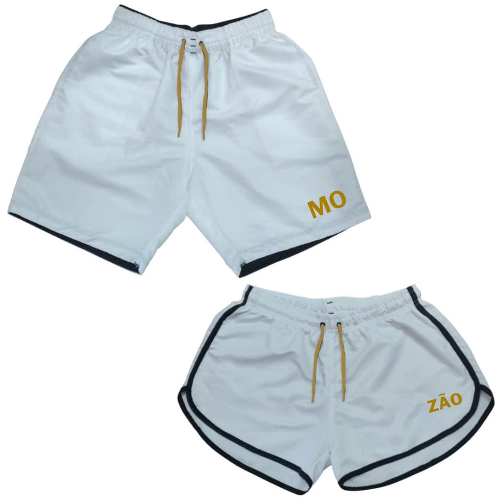 Kit Shorts para Casal Namorados Conjunto Bermudas de Praia Iguais ursinho combinando