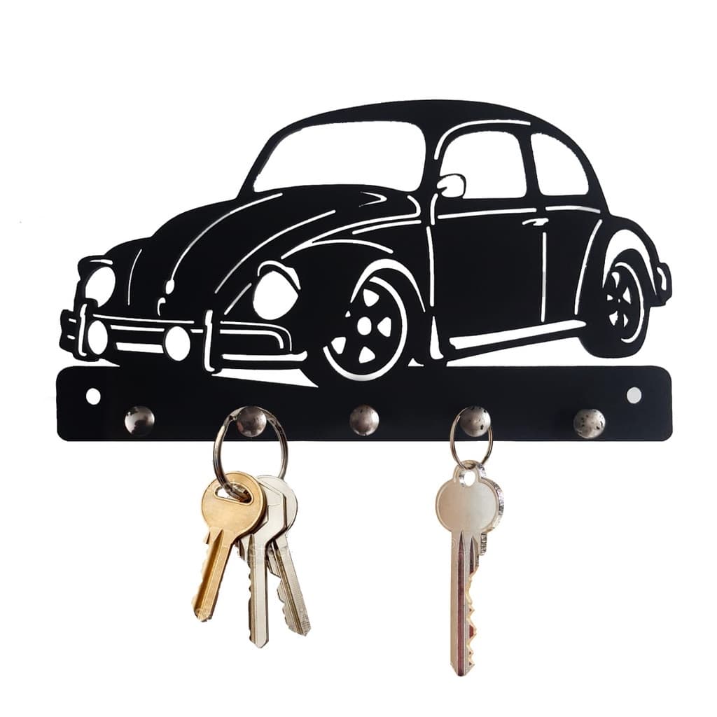 Porta chave MDF Fusca VW 20 cm Quadro Decorativo Vasado Preto Ap