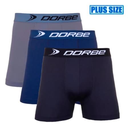 Kit 3 Cuecas Boxer Plus Size Microfibra Dorbe Não Enrola Original Masculina Cueca Masculino Adulto