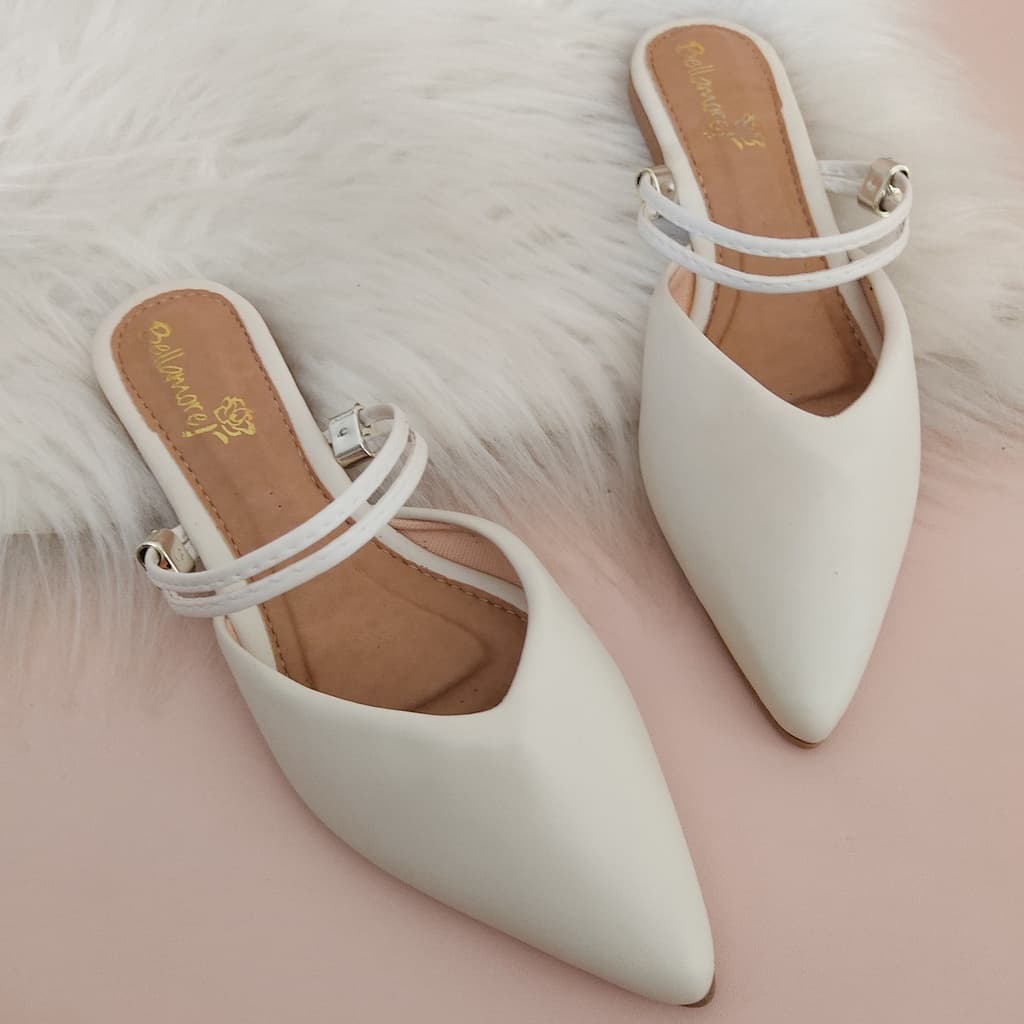 Sapatilha Feminina 2 em 1 Cores Basicas Slingback Vira Mule Bico Fino Confortavel Ref:040