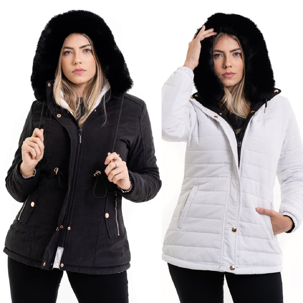Parka Dupla Face Feminina Casaco De Frio Intenso