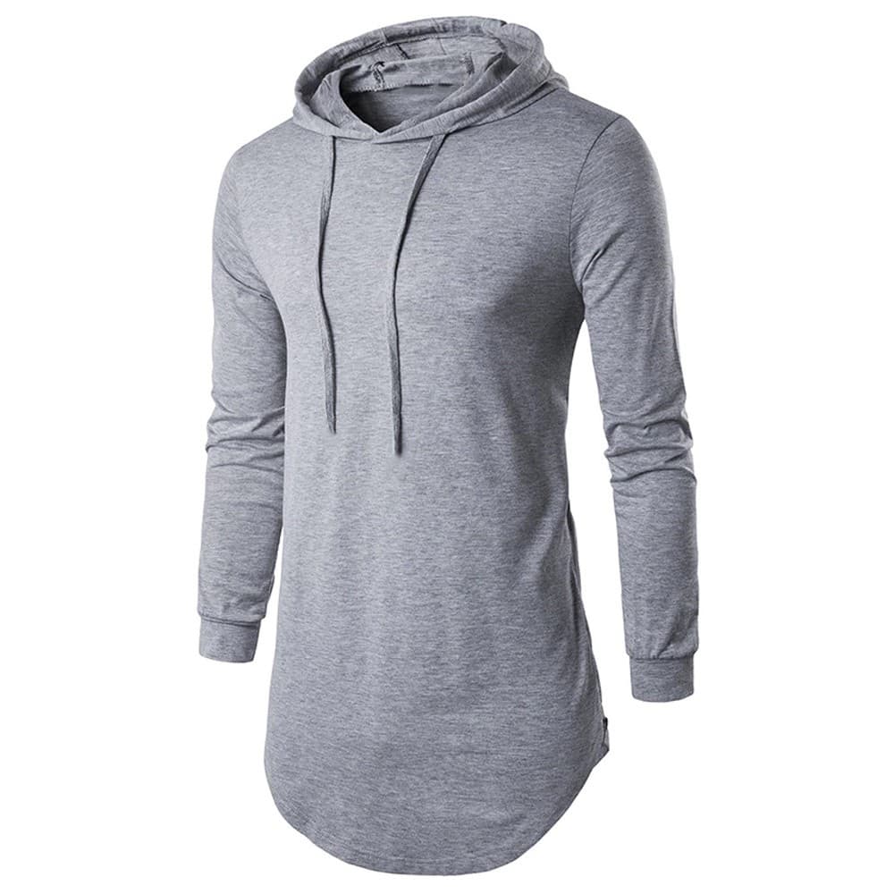 Camisa Manga Longa Blusa Com Capuz LongLine Malha Fio 30