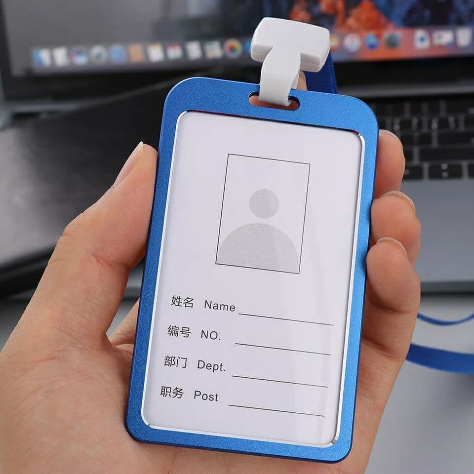 Porta Crachá Liga de Alumínio Cartão de Identificação Porta Crachá com Cordão