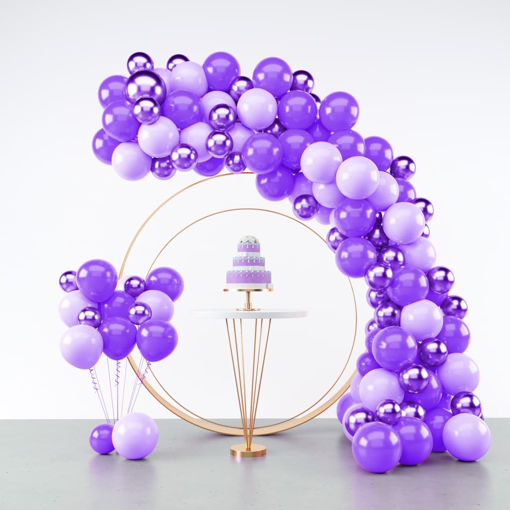 Kit 125 Balões Roxo + Lilás + Violeta Metalizado - Balão Bexiga Liso/Cromado Para Festas e Aniversários