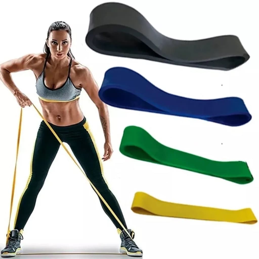 Kit Mini Bands Rubber Elástico Exercício Faixa Treino Em Casa Fisioterapia yoga 4 níveis
