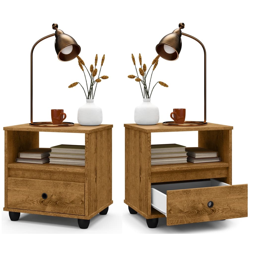Kit Conjunto 2 Mesa de Cabeceira Mudo Box Mudo Nicho Quarto Apoio Cama