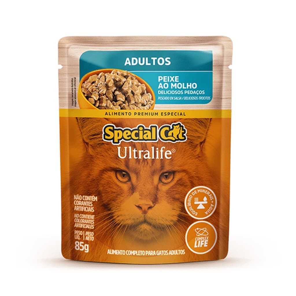 Sache Sabor Peixe Para Gatos Adulto Special Cat Ração Úmida Ao Molho 85g Gatos