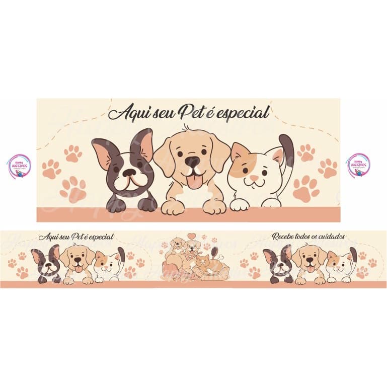 Faixa Decorativa Adesivo de Parede Quarto Pet Shop Pegadas Cães