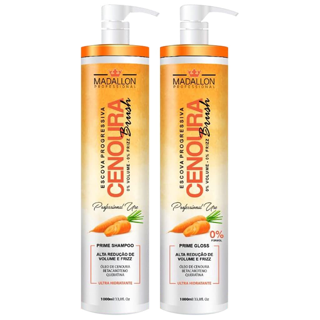 Escova Cenoura Brush Zero Madallon 1L 2 Passos Alisamento sem Formol