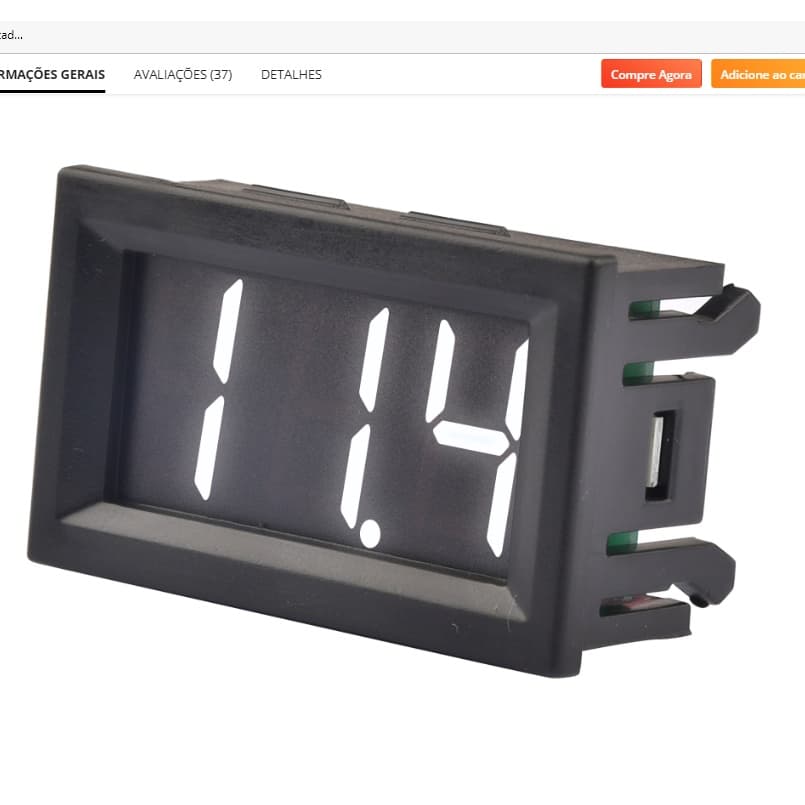 Voltímetro Digital Medidor 12v Som Auto 2 ou 3 Fios Display Led
