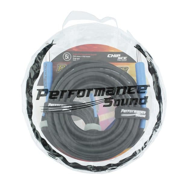 Cabo P10  Performance Sound Super Premium – P10 + P10 Mono 100% Cobre 5 Metros Azul – Níquel.