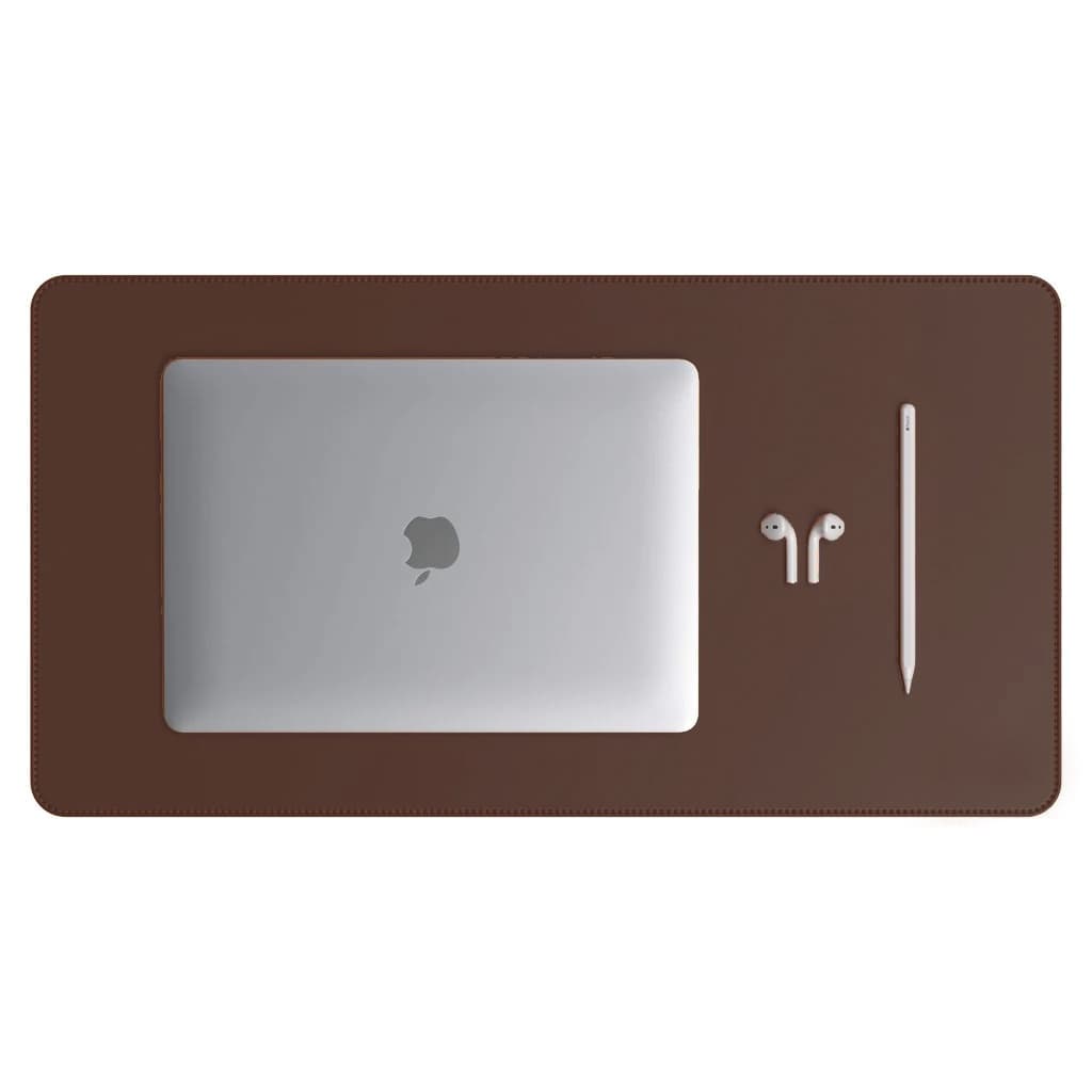 Mouse Pad Grande Couro Sintético Ecológico Marrom Premium