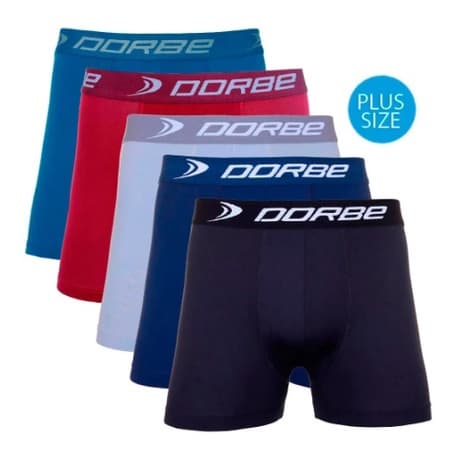 Kit 5 Cuecas Boxer Plus Size Microfibra Dorbe Não Enrola Original Masculina Cueca Box Masculino