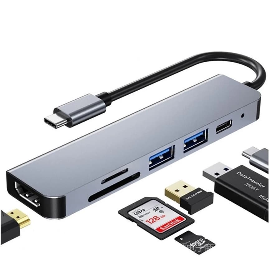 Adaptador Hub Usb Tipo C 7 Em 1 Hdmi notebooks celulares e tablets