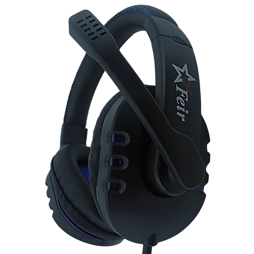 Fone com Microfone Headset Gamer USB FR-215 Preto e Azul