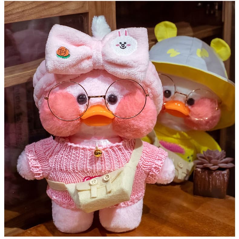 Último lalafanfan Duck 30cm Paper Duck Ácido Duck Pelucia Hialurônico Pequeno Pato Amarelo Boneca De Café Intercambiável Brinquedo De Pelúcia Fofo Menina bebê Brinquedo Presente De Natal