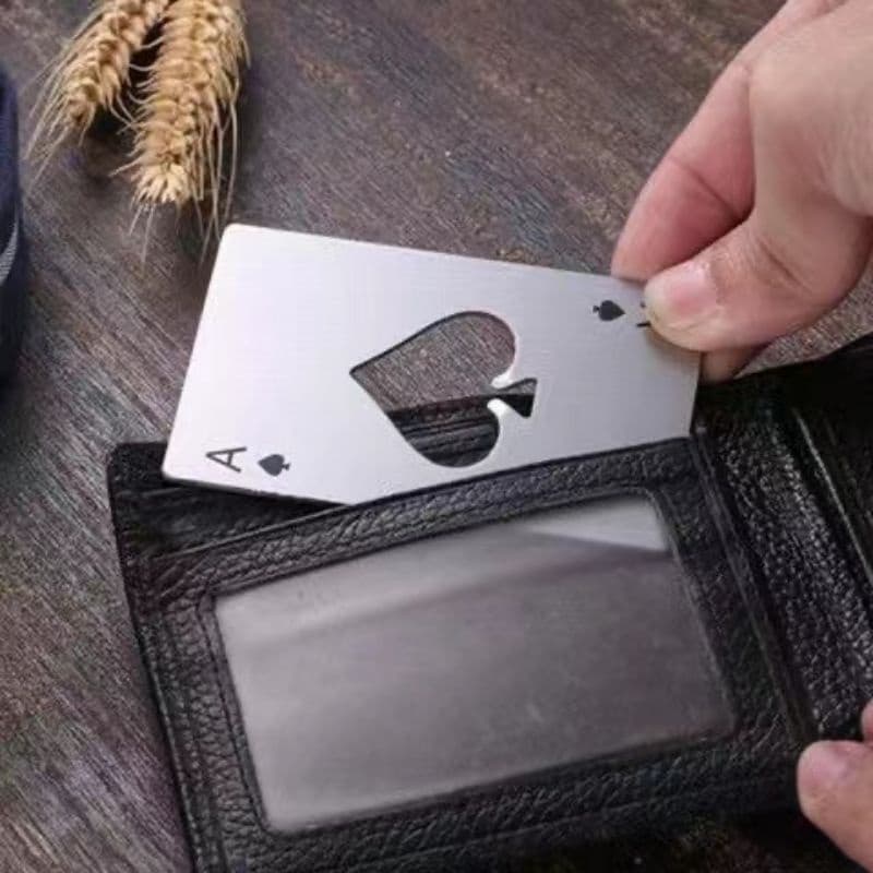 Abridor de Garrafa Formato Carta de Baralho as de Espadas Aco Inox