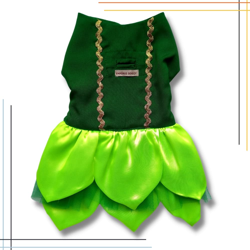 Fantasia Pet Fada Verde para Cachorro e Gato Roupa Carnaval XPP ao GG