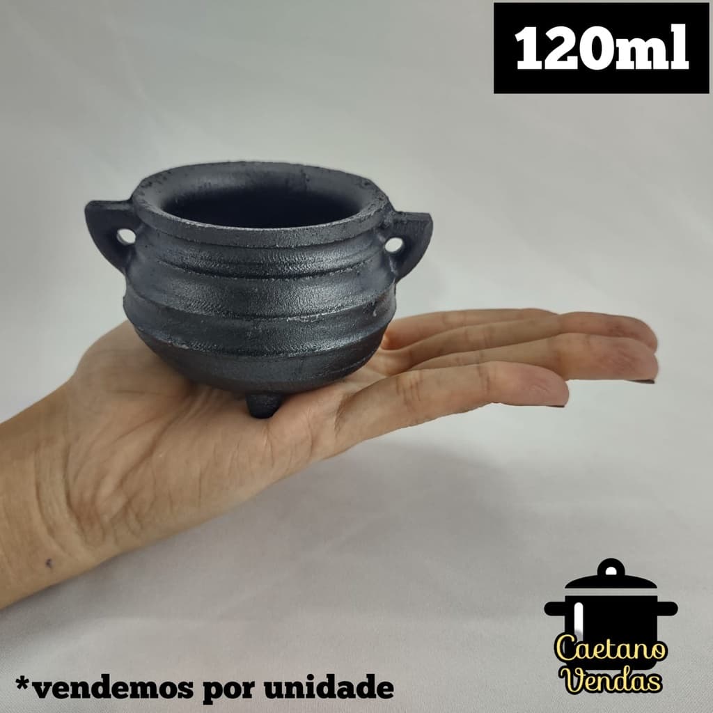 Miniatura de Caldeirão em Ferro Fundido, 120ml, Panela de Bruxa, Molheira