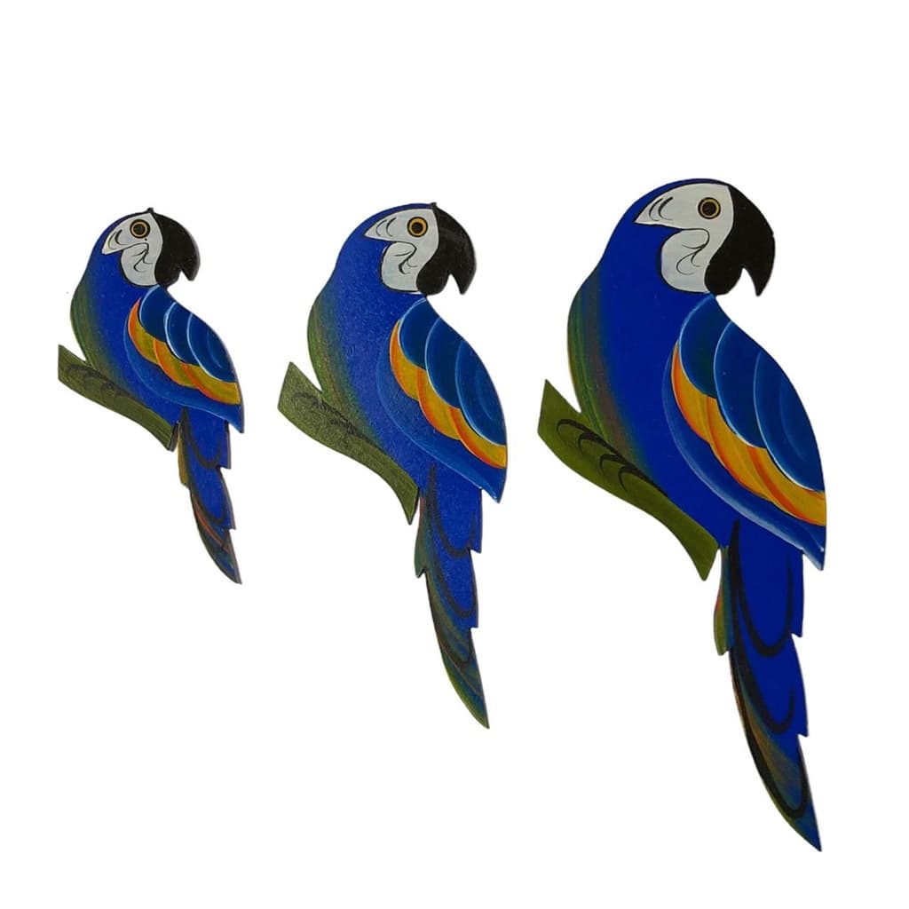 Arara Canindé Azul Vermelha E Amarela 3 Peças