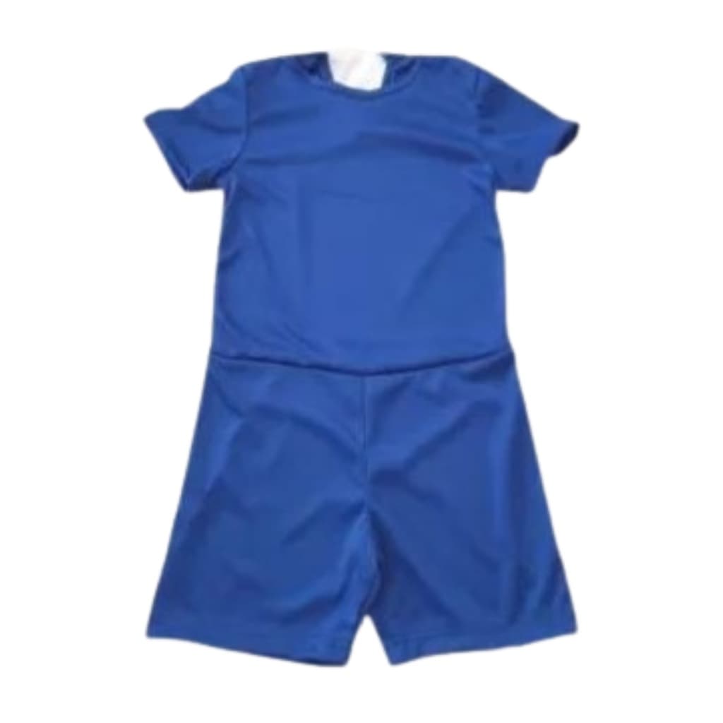 Macacão Azul Liso Sem Mascara Fantasia Infantil Dri-Fit Ajustável