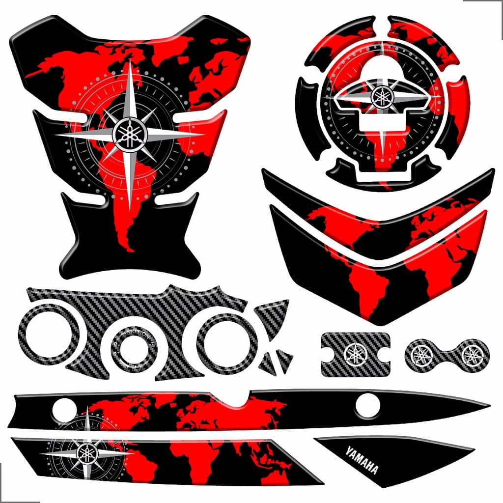 Adesivo Protetor Tanque Xtz Lander 250 + Bocal Mesa Escapamento Rabeta Ignição Fluido Freio Vermelho