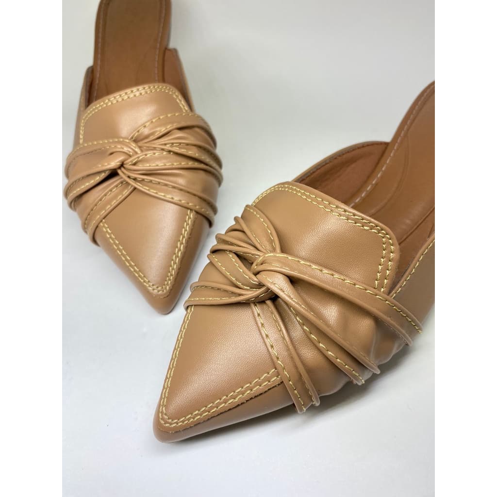 Mule Feminino Bico Fino Confort - Nude