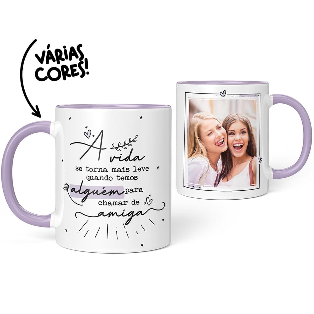 Caneca xícara cerâmica porcelana lembrança melhor Amiga com foto amizade personalizada amigas best friends com embalagem para presente