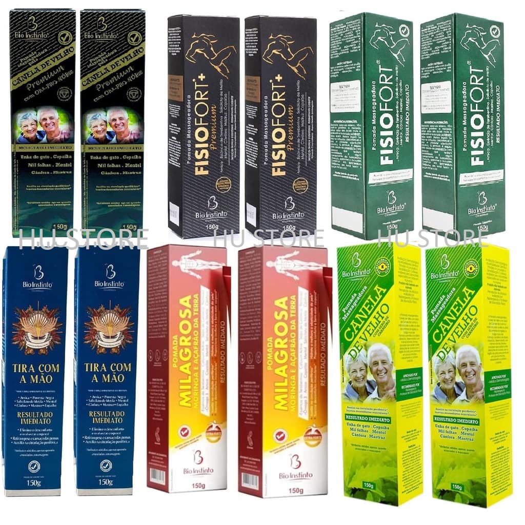Kit 12 pomadas massageadora 150g sortidas para dores musculares - Bio Instinto
