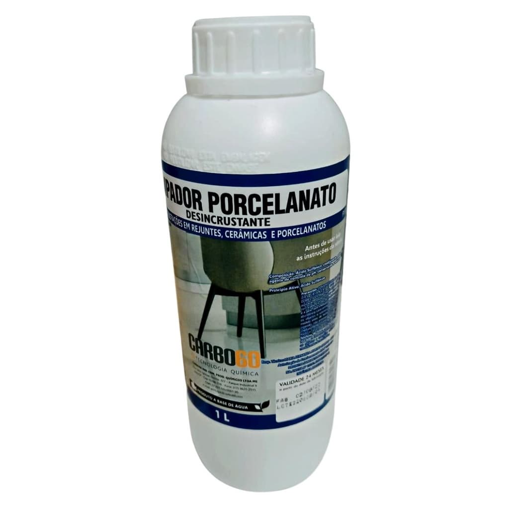 Limpa Porcelanato Desincrustante 1L CONCENTRADO Pisos com Brilho Cerâmica rejuntes Carbo60