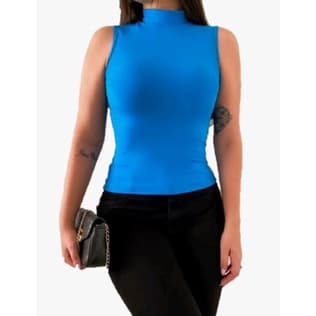 Blusa Feminina Casual Sem Manga Gola alta em Suplex (não junta bolinhas)