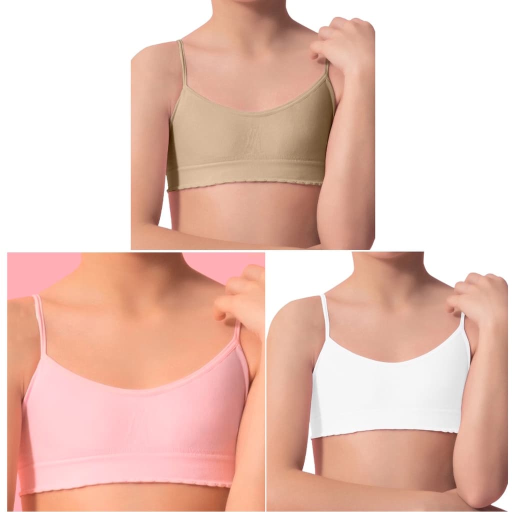 Kit 3 Tops Soutien Infantil Selene 20600.001 Sem Costura Sem Bojo Juvenil Original Nota Fiscal
